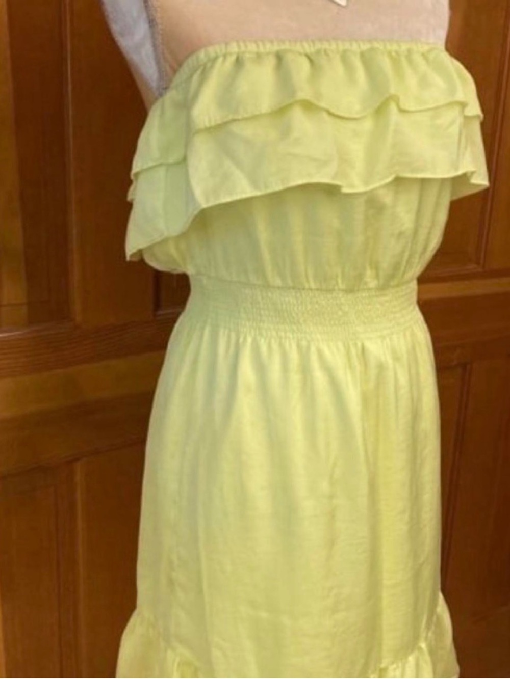 Strapless Ruffle Tier Yellow Sundress - Picture 2 of 9